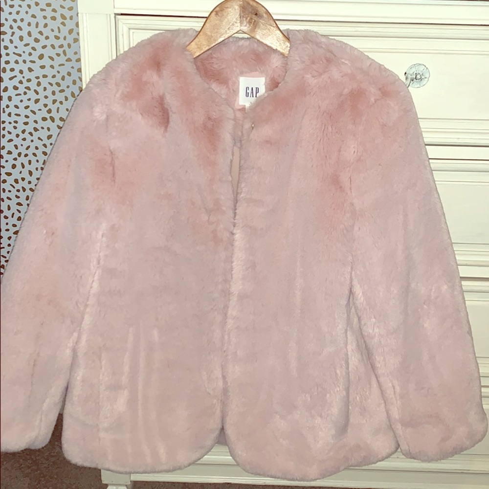 Pink faux fur jacket